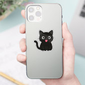 Sticker Cute Black Cat Tongue Out (Téléphone)