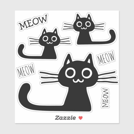 Sticker Cute Black Kitty Cats Meow Meow Vinyl Sticking Set (Feuille)