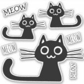 Sticker Cute Black Kitty Cats Meow Meow Vinyl Sticking Set (Devant)