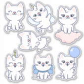 Sticker Cute blanche Kawaii Chat (Devant)