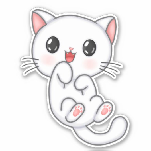 Sticker Cute blanche Kitty (Devant)