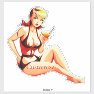 Sticker Cute Blonde Martini Bikini Girl Thunder_Cove