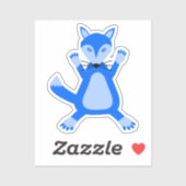 Sticker Cute Blue Baby Boy Fox (Feuille)