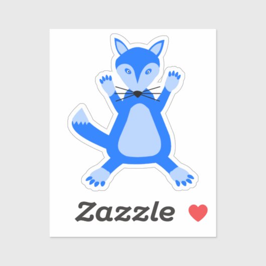 Sticker Cute Blue Baby Boy Fox (Feuille)