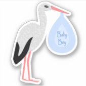 Sticker Cute Blue Baby Boy Stork (Devant)