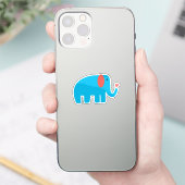 Sticker Cute blue big cartoon elephant with heart (Téléphone)