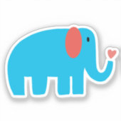 Sticker Cute blue big cartoon elephant with heart (Recto)