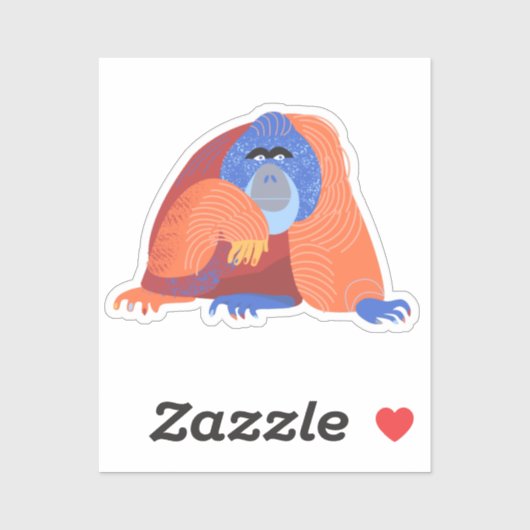 Sticker Cute Bornean Orangutan (Feuille)