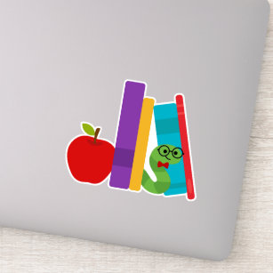 Sticker Cute-bouquinerie avec dessin pour enfants de pomme