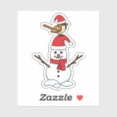 Sticker Cute Bruant sur Snowman (Feuille)