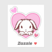 Sticker Cute Bunny Coeur rose (Feuille)