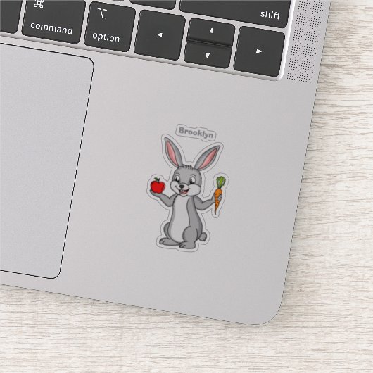 Sticker Cute bunny rabbit with vegetables (Détail)