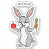 Sticker Cute bunny rabbit with vegetables (Recto)