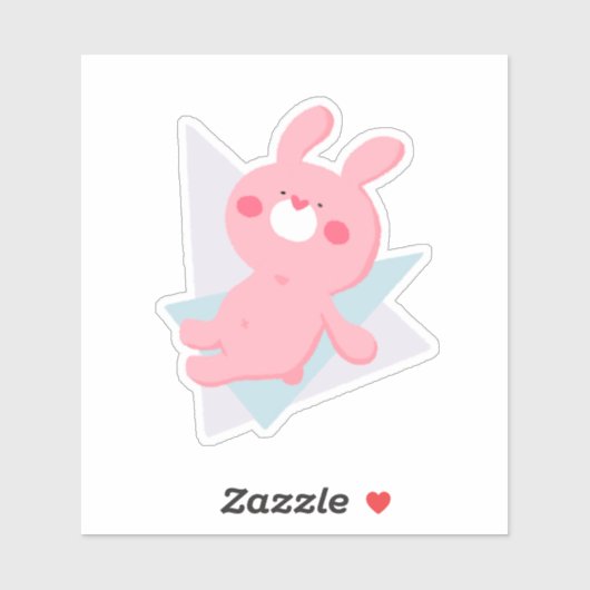 Sticker Cute bunny with heart nose (Feuille)