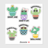 Sticker Cute Cactus Bon Emploi Encouragement étudiant (Feuille)