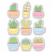 Sticker Cute Cactus Succulent Plante Doodles Collection (Devant)