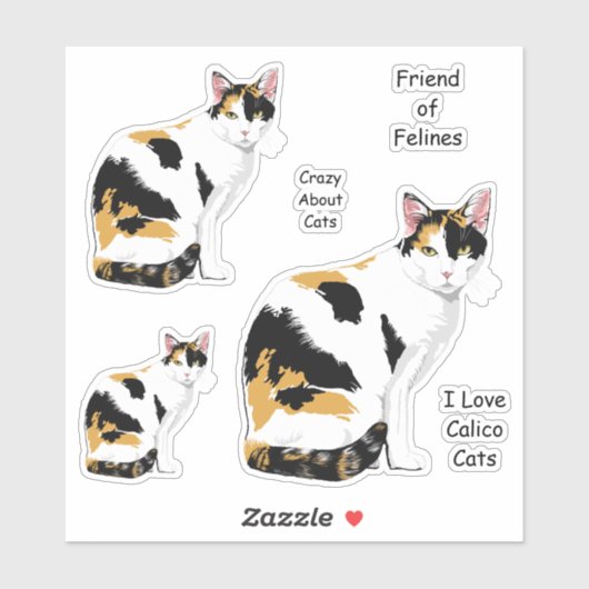 Sticker Cute Calico Cat (Feuille)