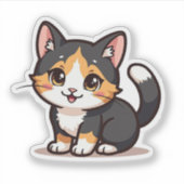 Sticker Cute Calico Chat - Kawaii Pastel Design (Devant)