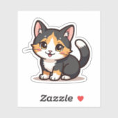 Sticker Cute Calico Chat - Kawaii Pastel Design (Feuille)