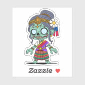 Sticker Cute cambodgien Zombie (Feuille)