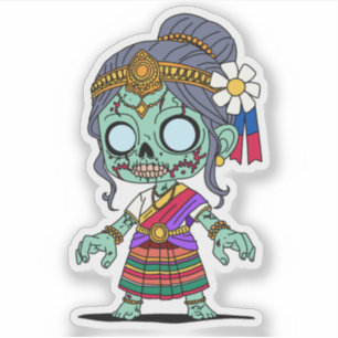Sticker Cute cambodgien Zombie