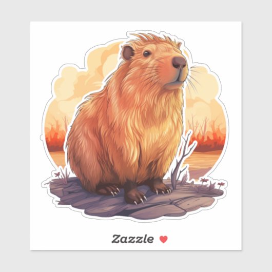 Sticker Cute Capybara (Feuille)