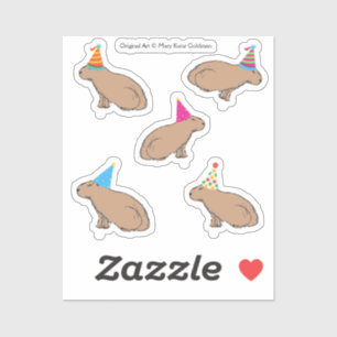 Sticker Cute Capybara Anniversaire Illustré à la main Zoo 