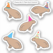 Sticker Cute Capybara Anniversaire Illustré à la main Zoo  (Recto)