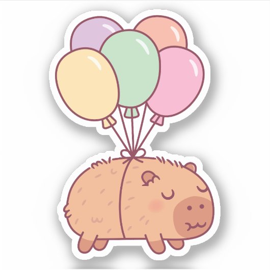 Sticker Cute Capybara Avec Ballons (Devant)
