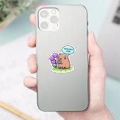 Sticker Cute capybara avec fleur (Téléphone)