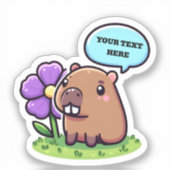 Sticker Cute capybara avec fleur (Recto)