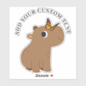 Sticker Cute Capybara Et Papillon (Feuille)