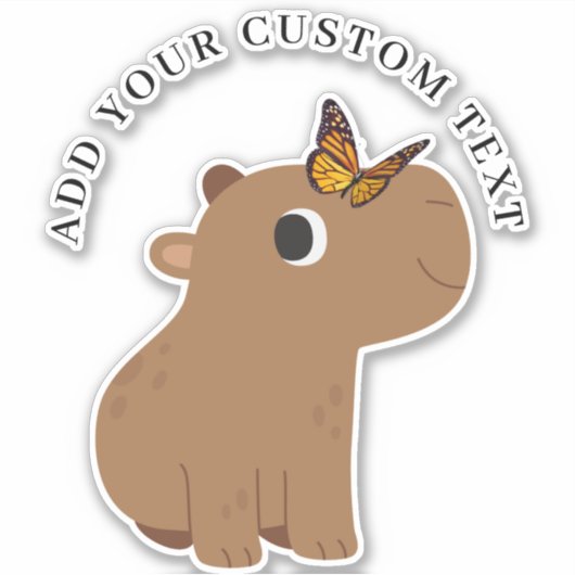 Sticker Cute Capybara Et Papillon (Devant)