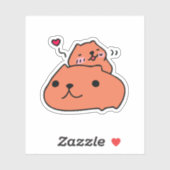 Sticker Cute Capybara Love (Feuille)