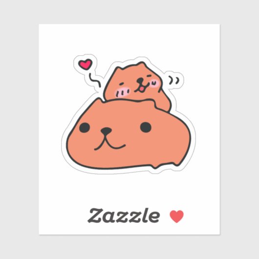 Sticker Cute Capybara Love (Feuille)