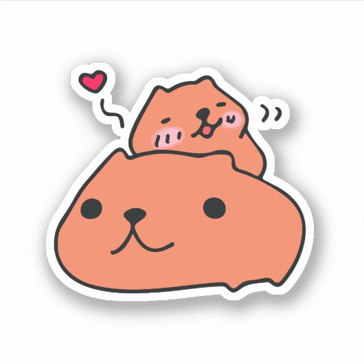 Sticker Cute Capybara Love (Devant)