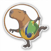Sticker Cute Capybara Rhythmic Gymnastics Hoop Cartoon (Devant)