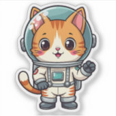 Sticker Cute Cartoon Chat Astronaut Fun Kawaii Art (Devant)