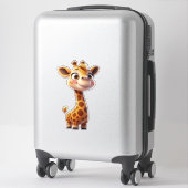 Sticker Cute Cartoon Giraffe Standing Cheerfully (Sur valise)