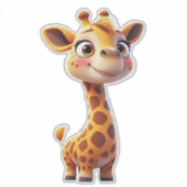 Sticker Cute Cartoon Giraffe Standing Cheerfully (Devant)