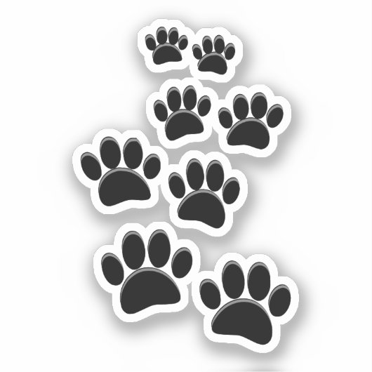 Sticker Cute Cartoon Pet Paw Trail Black (Recto)