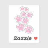 Sticker Cute Cartoon Pet Paw Trail Pink (Feuille)
