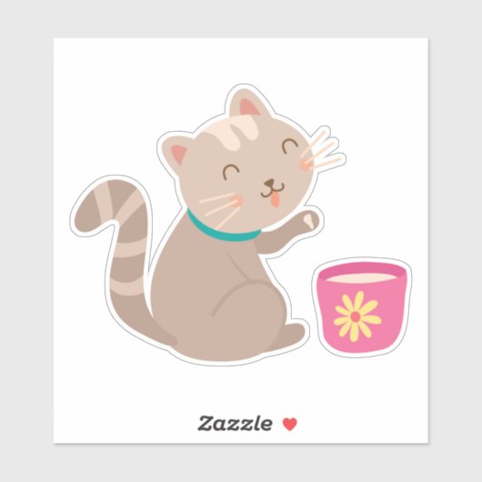 Sticker Cute cat (Feuille)