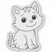 Sticker Cute Cat Black and White (Devant)