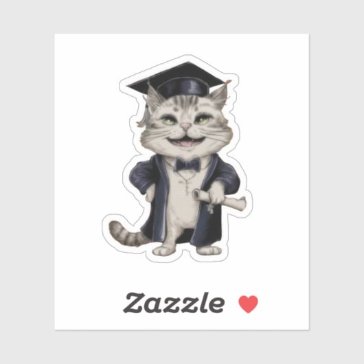 Sticker Cute Cat Graduation (Feuille)