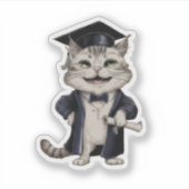 Sticker Cute Cat Graduation (Devant)