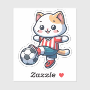 Sticker Cute Cat Jouer au football - 01