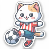Sticker Cute Cat Jouer au football - 01 (Devant)