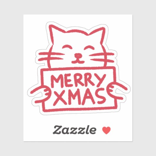 Sticker Cute Cat Merry Xmas (Feuille)