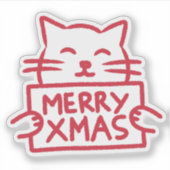 Sticker Cute Cat Merry Xmas (Devant)